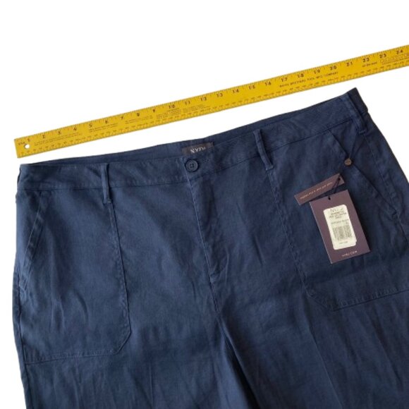 NYDJ Wide Leg Cargo Capri Pants Linen Blend Plus 18W Oxford Navy NWT - Picture 6 of 11
